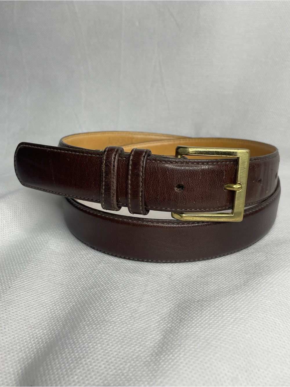 Liberty of London Full Grain Cowhide Leather Belt Men Size 36 Brown Brass Buckle
